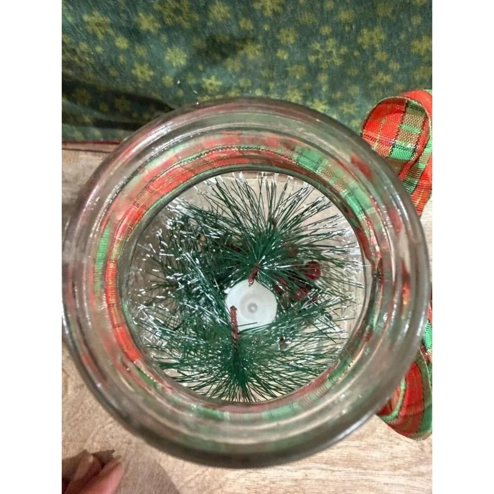 Christmas Snowman Mason Jar Lighted Candle Diorama Decor